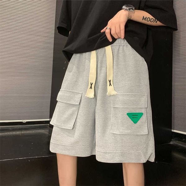 

men's shorts plus size 5xl-m summer multi pockets loose casual men clothing 2022 simple elastic waist knee length short homme p230308, White;black