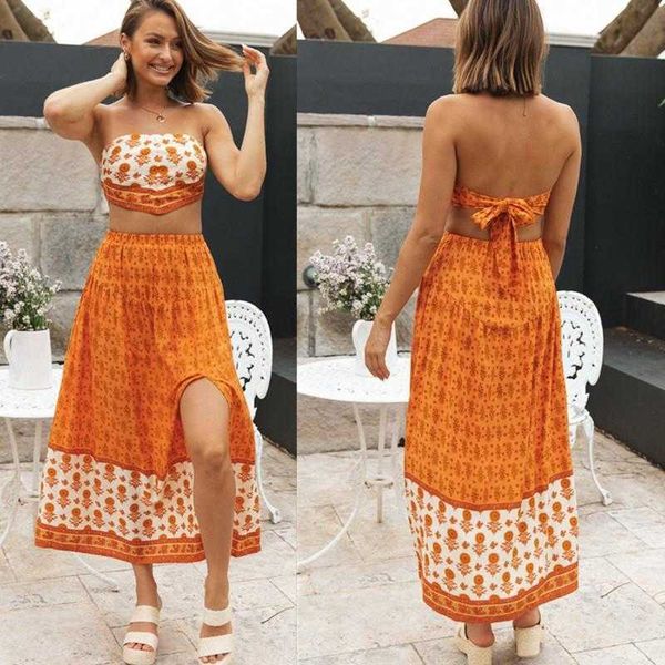 

womens tube rope slit dresses hemline at hem flare sleeve long skirt suit, White