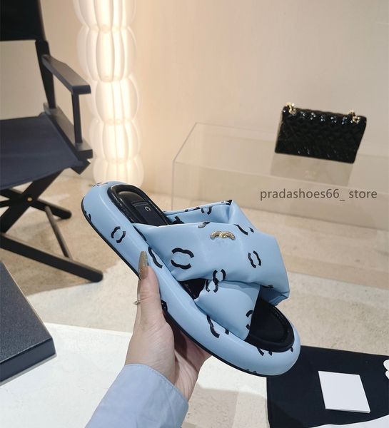 

summer luxury 2023 designer sandal cross woman slipper channel fashion brands open toe soft sole flats slides casaul outdoor beach sandalias, Black