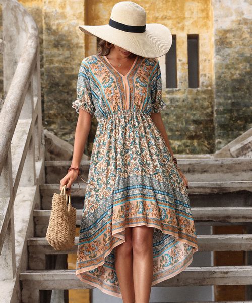 

holiday dress women's spring and summer casual loose waist pattern, Black;gray