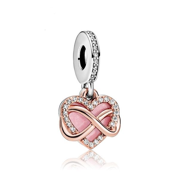 

fits pandora bracelets 20pcs silver rose pink enamel infinite heart dangle charm bead fit pandora charms bracelet beads for 925 sterling sil, Black