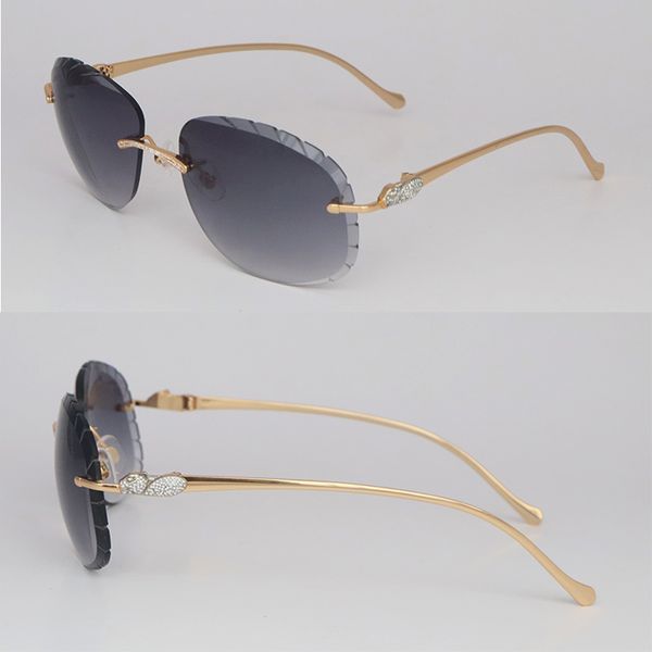 

new rimless fashion round sunglasses for women man moissanite diamond set sun glasses metal driving luxury diamond cut glasses designer size, White;black
