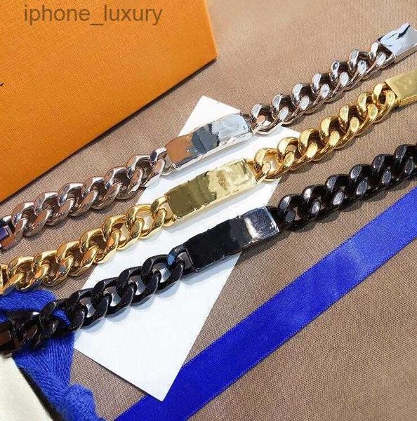 

fashion charm bracelets men women thick chain letter designer classic jewelry tricolor bracelet social wedding gift 20 cm, Black