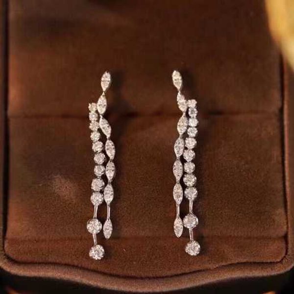 

18k white gold natural diamond earrings women's jewelry, Golden