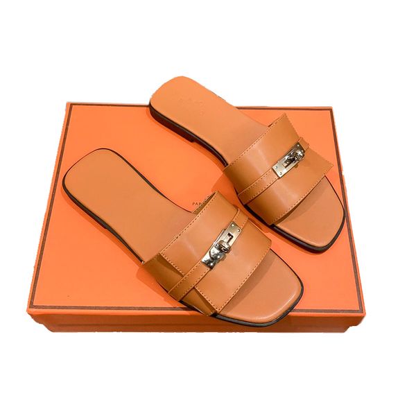 

designers classic women slippers france brand cowskin flat heels sliders spring summer vintage platform sandals home slippers luxury designe, Black