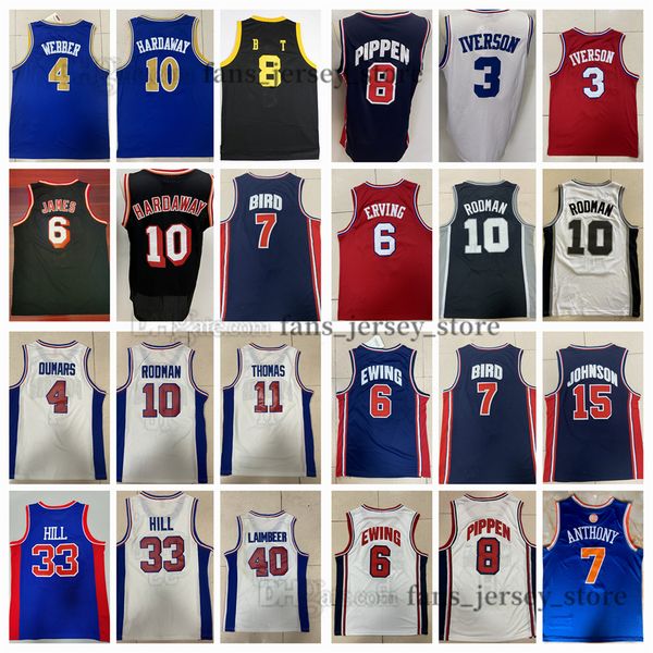 

retro mitchell ness jerseys basketball bird hill thomas pippen johnson sprewell laimbeer webber james hardaway ginobili pete mullin arenas s, Black;red