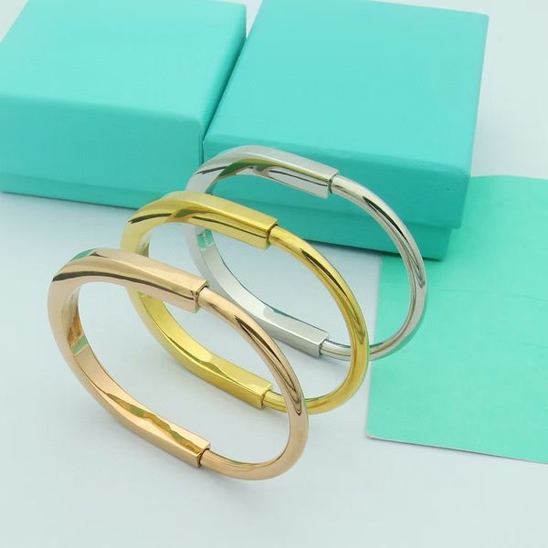 

luxury lock bracelet designer for women love bangles silver rose gold jewelry mens lock bangle never fade not allergic wedding gifts wholesa, Black