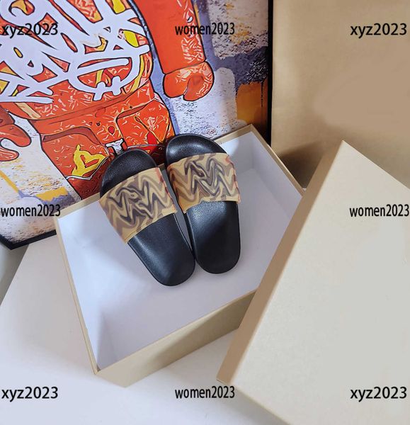 

2023ss designer kids sandals girl slippers child khaki shoes boys fashion shoes summer baby slides box packaging children' size 26-35, Black;grey
