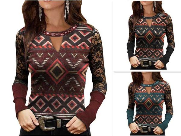 

spring and autumn casual retro blouses lace rhinestone ribbon womens long, White