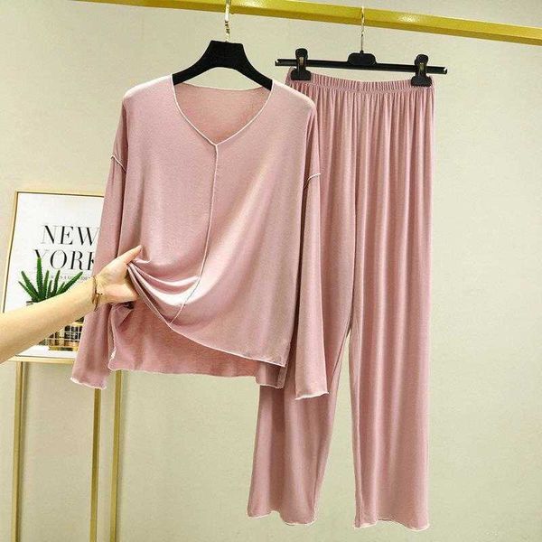 

home wear can be worn out spring and summer pullover long sleeve pajamas two piece