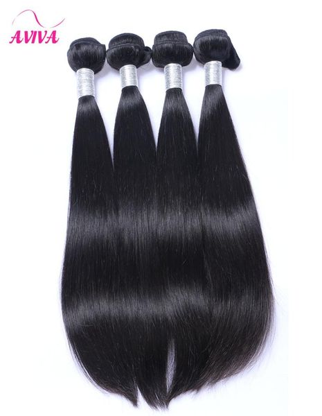 

malaysian virgin hair straight hair weaves bundles 34 pcs lot unprocessed malaysian silky straight remy human hair extensions nat5318461, Black