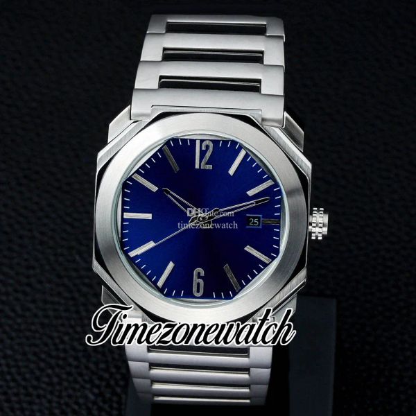 

hsf octo solotempo finissimo 102856 automatic mens watch blue dial stainless steel bracelet 42mm gents new watches twbv timezonewatch z03, Slivery;brown