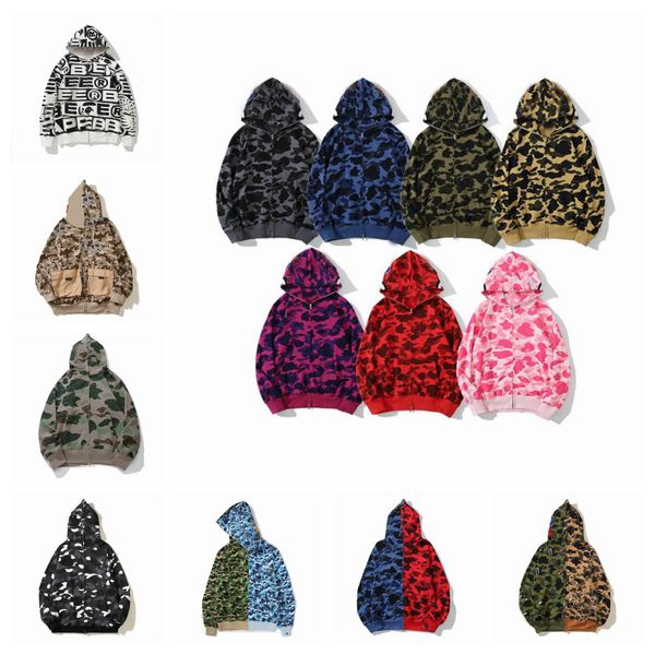 

Designers Sharks Full Zip Up Hoodie Men Designers Sharks Hoodies Womens Jackets Hoody Sweatshirt Camouflage Hooded Sweater Cardigan Zipper Casual Long Sleeve, 1101-7