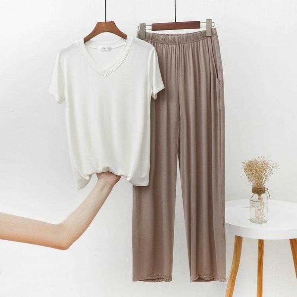 

modal home wear womens thin spring and summer casual loose plus size trousers v