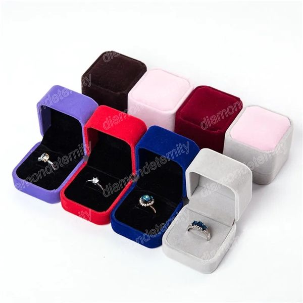 

velvet jewelry gift boxes gifts wrap square design rings display show case weddings party couple jewelrys packaging box for ring earrings, Black;white