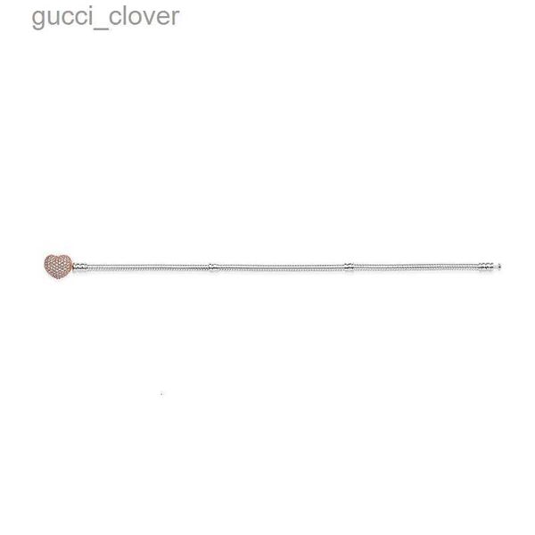 

bangle 18k rose gold cz diamond pave heart clasp bracelet original box for pandora 925 sterling silver women wedding gift charm bracelet set, Black