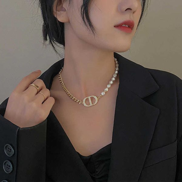 

cd pearl necklace korean elegance personality exquisite celebrity temperament neck trend choker clavicle chain, Silver
