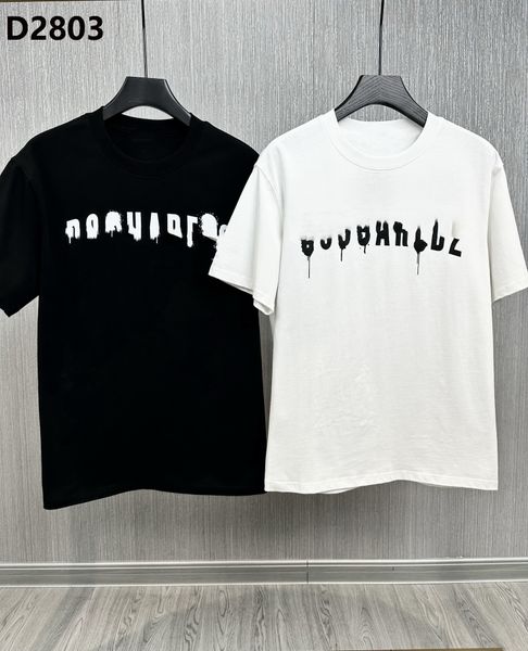 

23ss brand men t-shirt designer d2 mens polo shirt luxury dsquare print shorts o-neck short sleeve men's shirts dt2803, White;black