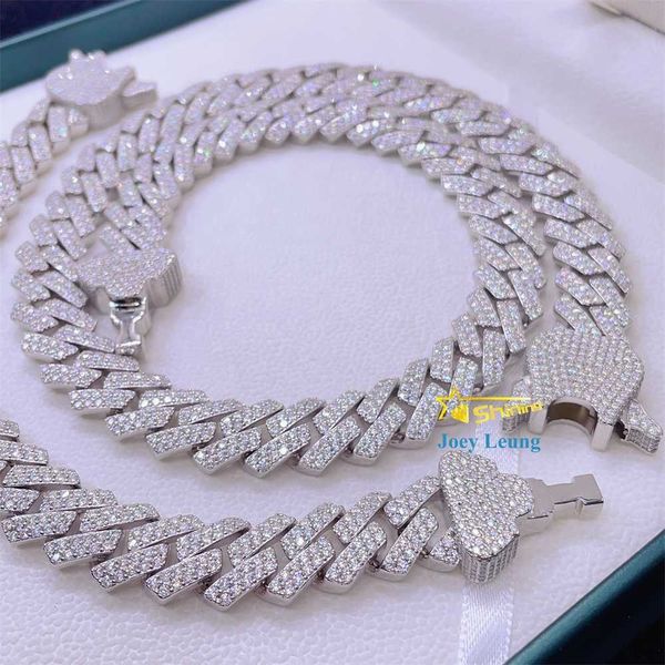 

moissanite hip hop jewelry 14.3mm 925 silver gold plated moissanite diamond custom clasp iced out cuban link bracelet