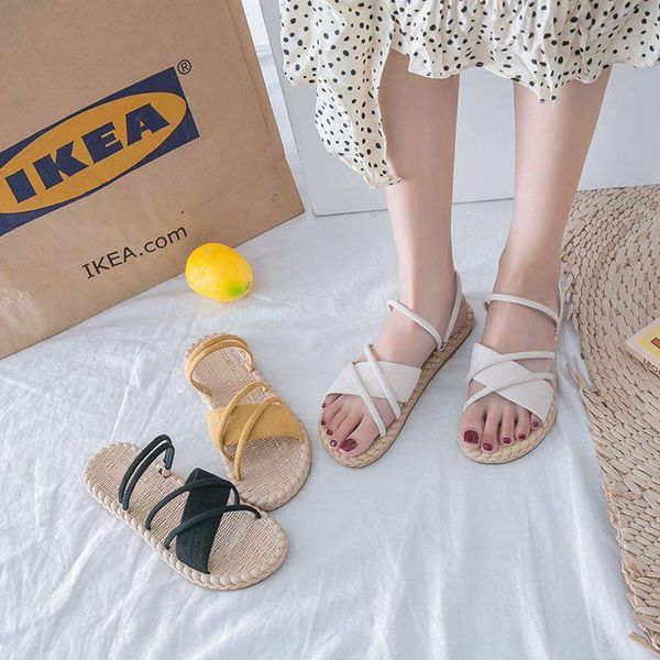 

summer slippers cute net red new female fashion beach two wear outdoor personality casual sandals, Black