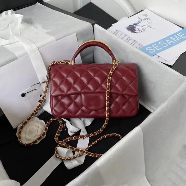 

10A New Top Quality Ladies crossbody Bag Designer Luxury 22B Metal Handle Mini Handbag Classic Fashion Sheepskin Name Brand 20CM Flip Bag Original Gift Box AS2431