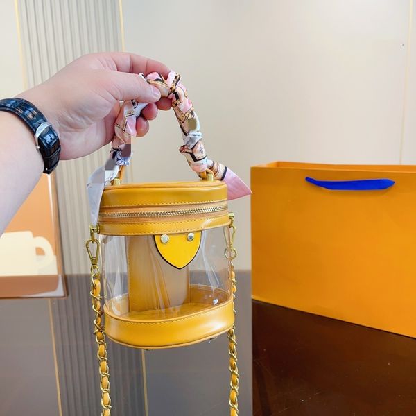 

designer bag transparent small bag straddle chain bag fashion jelly one shoulder bucket bag