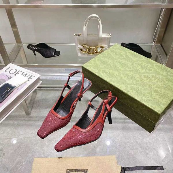 

brand new womens dress shoes high heel 3.5cm and 7.5cm slingbacks casual buckle strap rhinestone shoe size 35-42, Black