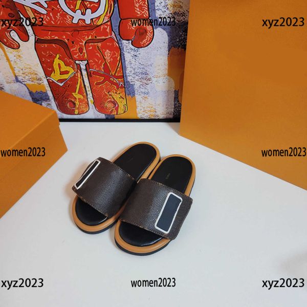 

designer kids sandals girl slippers child classic logo print shoes boys fashion shoes summer baby slides box packaging children' size, Black;grey