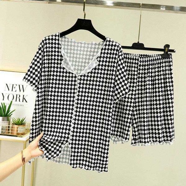 

womens summer ice silk plus size loose casual two piece suit korean style thin