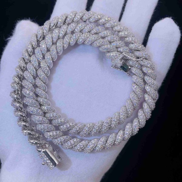 

luxury jewelry 8mm iced chain pass diamond tester sterling silver 925 vvs diamond cuban link chain