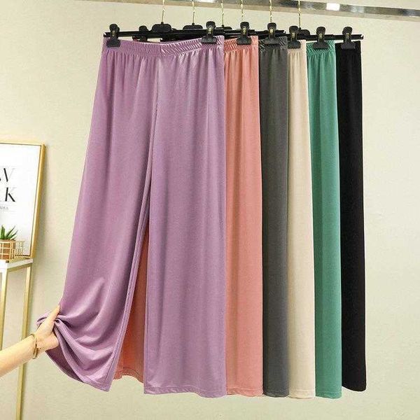

ice silk straight wide leg pants for women high waist drooping loose slimming, Black;white