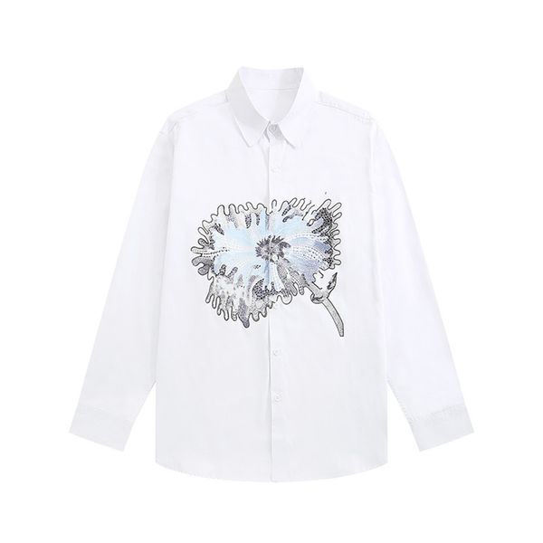 

spring autumn long sleeve designer bowling shirts men fashion geometric letter print button down dress man casual shirt plus dp0j, White;black