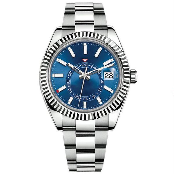 

male watch automatic mechanical stainless steel calendar 42mm sky-dweller adjustable business master wristwatch 28h, Slivery;brown