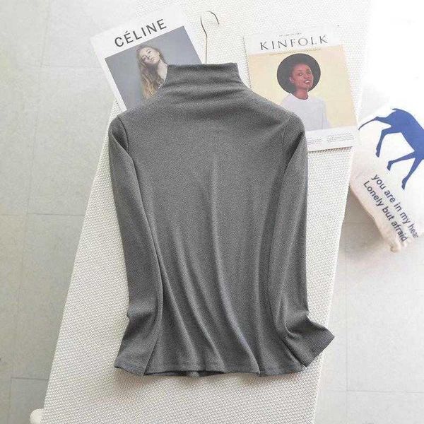 

warm womens autumn and shirts winter half turtleneck skinny slimming silk, White
