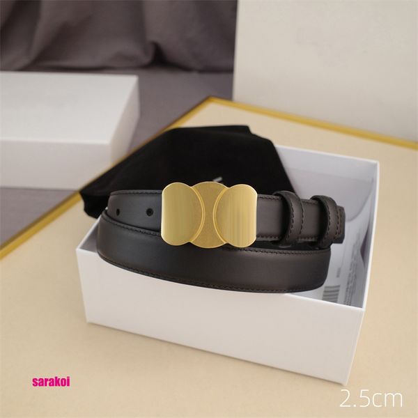 

With Box Designer Belt For Women Smooth Buckle 2.5cm Luxury Belts Men Classic Fashion High Quality Leather Girdle Ceinture Waistband, Black
