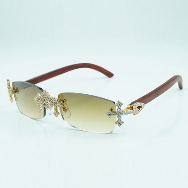 

cross diamond cool sunglasses 3524012 with natural original wooden legs and 56 mm cut lens, White;black