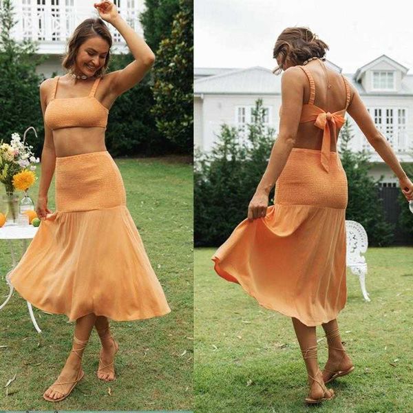 

womens clothing fashion suspenders tube dresses big hem skirt two piece set, White