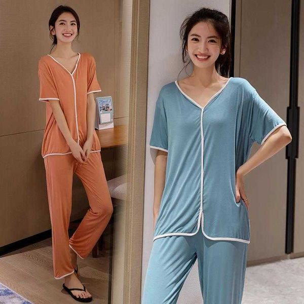 

spring summer modal home wear womens thin short sleeve pajamas large size loose