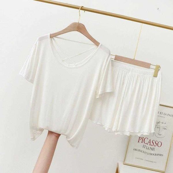 

modal cotton backless t shirt womens shorts outer wear loose slimming exposed