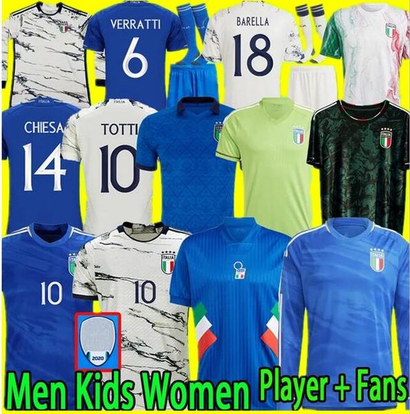 

2023 italy soccer jerseys player version maglie da calcio verratti totti chiesa training suit italia 23 24 football shirts tlorenzo men set, Black;yellow