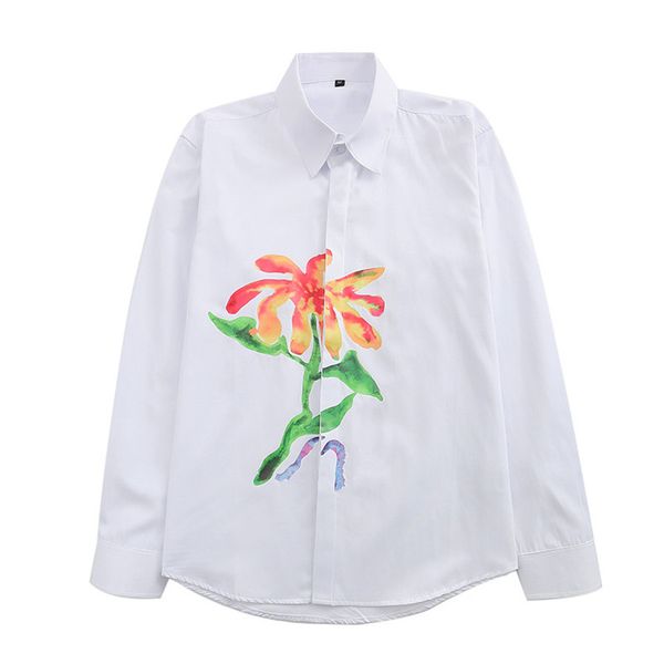 

spring autumn long sleeve designer bowling shirts men fashion geometric letter print button down dress man casual shirt plus 4ug9, White;black