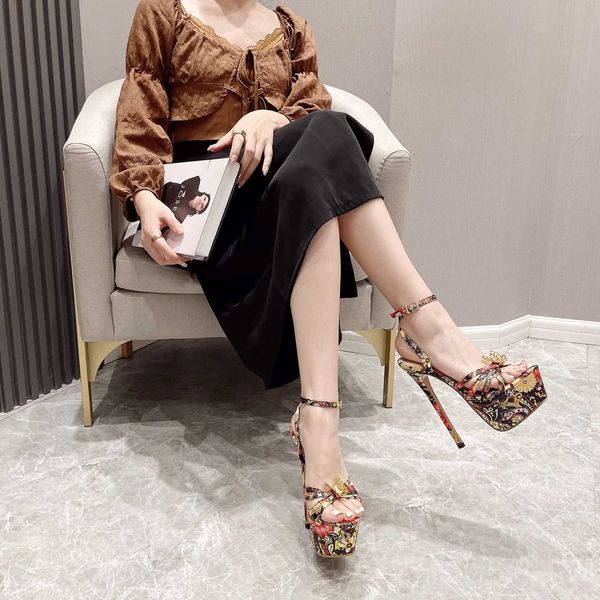 

sandals butterfly-knot platform buckle strap women high heels shoes 2023 new summer open toe banquet party footwear 230511, Black