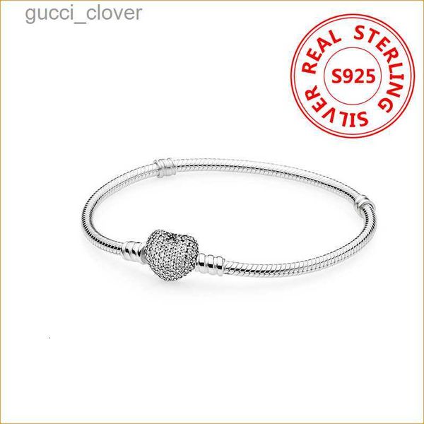 

authentic 925 sterling silver heart charms bracelet for pandora european beads bangle wedding gift jewelry for women with original box, Black