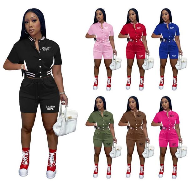 

women's two piece pants short sleeve baseball jacket shorts women's clothing, White