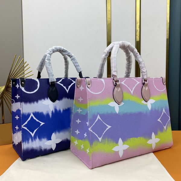 

designer bag womens fashion handbag m45118 tie dye graffiti shopping bag womens large capacity portable tote bag commuter bag