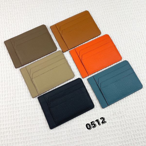 

togo leather lady designer card holder with box/dustbag 4 card slots silver color letters in 6 colors man credit card holder coin purse mini, Brown;gray