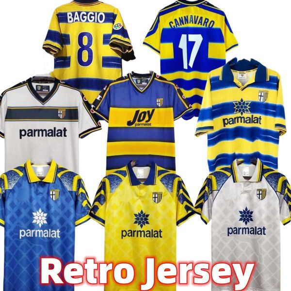 

retro soccer jersey 95 97 98 99 2000 parma home 98 99 00 fuser baggio crespo ortega cannavaro buffon thuram men football shirts, Black;yellow