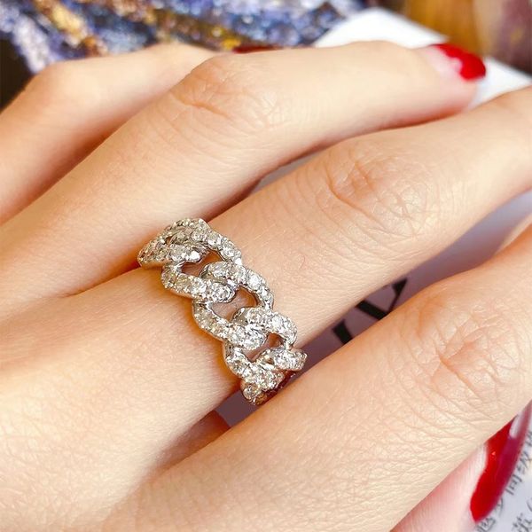 

charm chain finger ring aaaaa zircon 925 sterling silver engagement wedding band rings for women promise birthday party jewelry, Slivery;golden