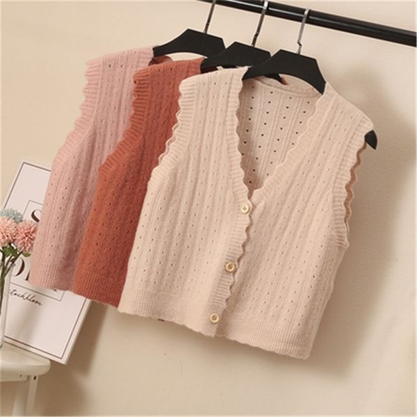 

women's vests korean women's sweater tank single chest short lace sweater v-neck sweet girl student spring knitted sleeveless 2304, Black;white