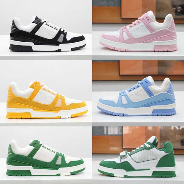

designer men trainer sneaker casual shoes embossed triple white pink sky blue denim low mens platform sneakers women trainers 35-46 with box, Black